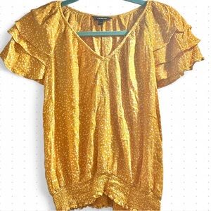 Express Golden Ruffle Sleeve Blouse